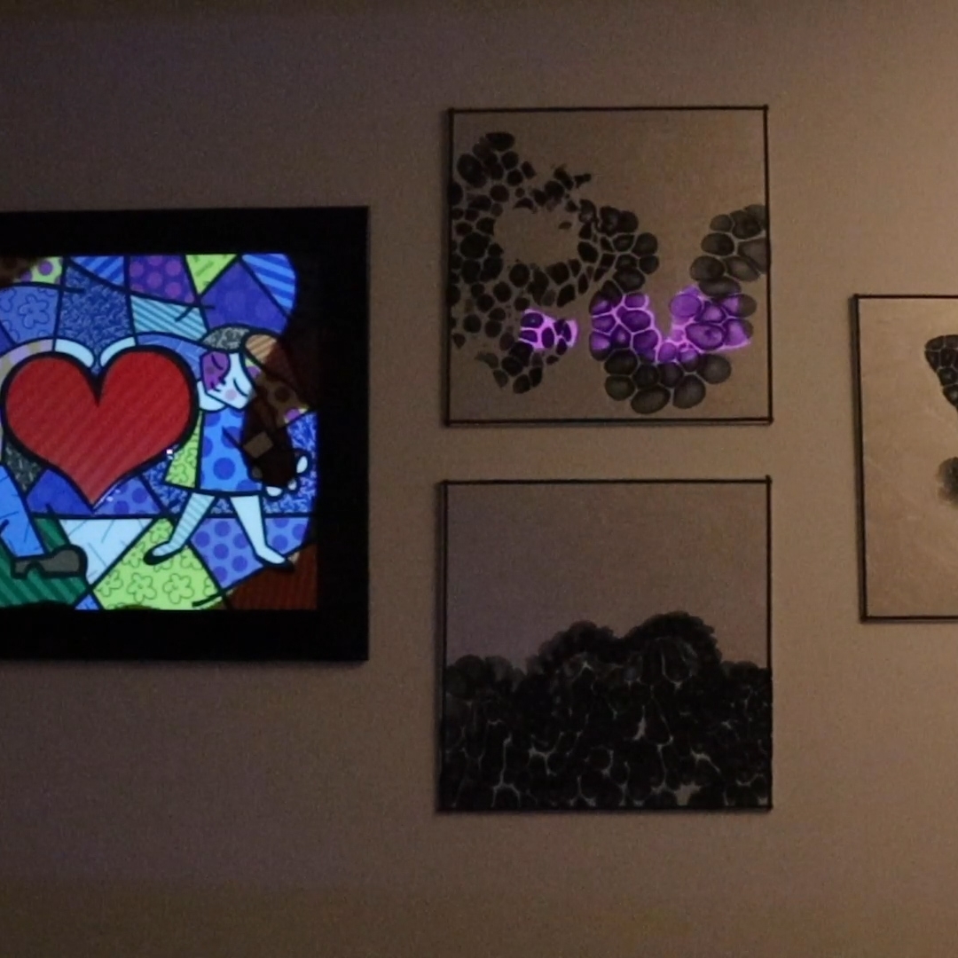Video projection onto framed art